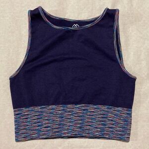 Maxxim Dark Blue Tank Top with Multi-Color Trim | Activewear
